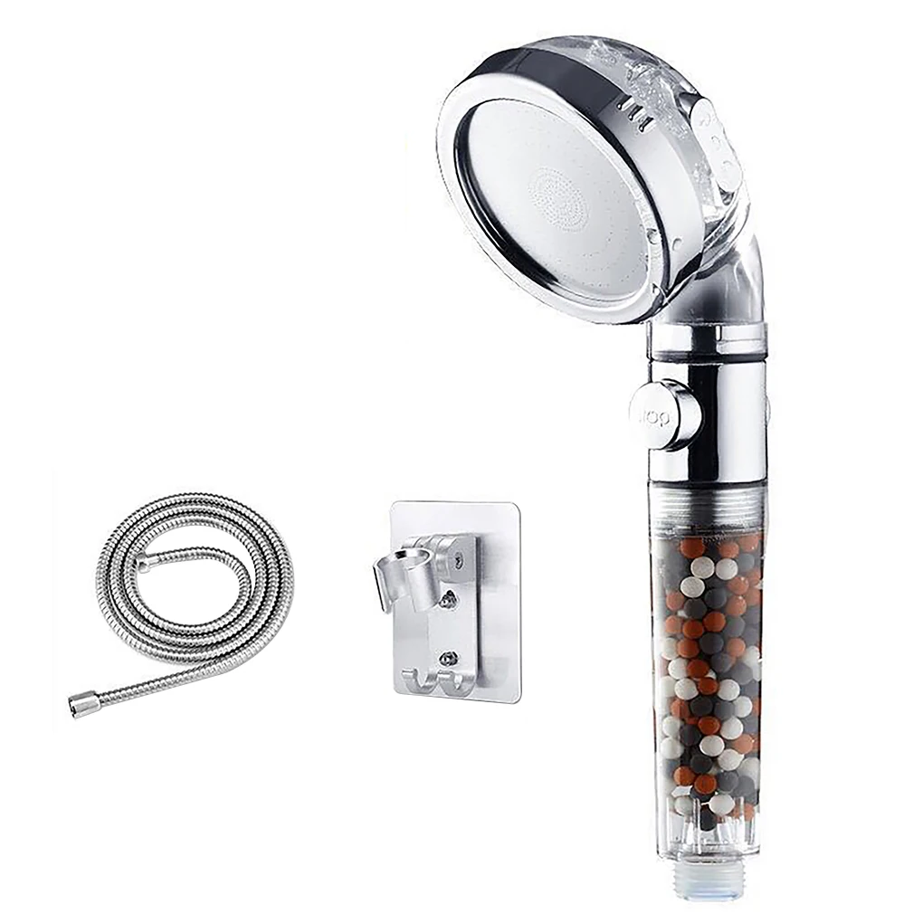 

CANBOUN 3-Function Negative Ion Shower Head Aluminum High Pressure Showerhead Bathroom Anion Filter Spray With Hose & Holder