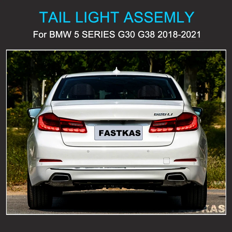 1 Pair LED Tail Light Assembly for BMW 5 Series G30 G38 2018-2021 Taillamps Plug and Play LED Dynamic Turning Rear Tail Lights