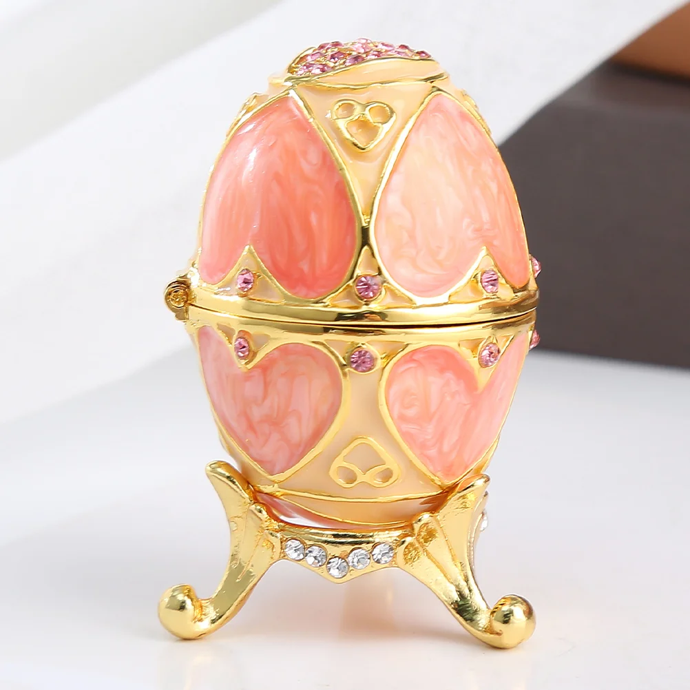 

Jewelry Case Egg Holder Rhinestone Ring Retro Decor Desktop Metal Tabletop Ornaments