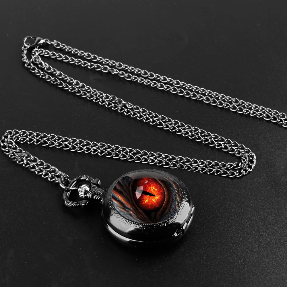 Dragon Eye Glass Dome Quartz Pocket Watch, Requintado Colar Pingente, Presentes para Homens e Mulheres, Cadeia Fob