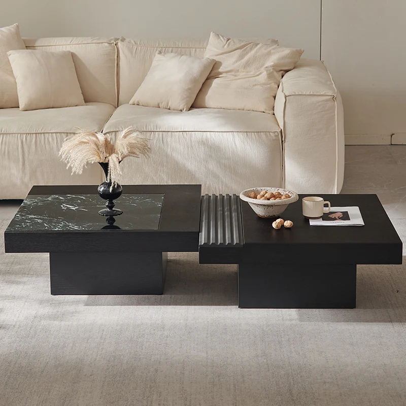 صالة سوداء لطاولة القهوة، صالة داخلية صينية غير تقليدية مبتكرة، توفر مساحة، طاولة جانبية، أثاث موفر للمساحة