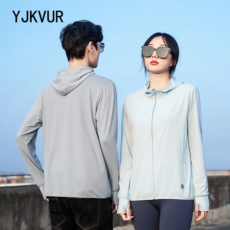 YJKVUR Unisex Summer New UPF 50+ UV Sun Protection Hoodie Jacket Men Women Lightweight Hiking Outdoor Long Sleeve Sun Shirt Coat