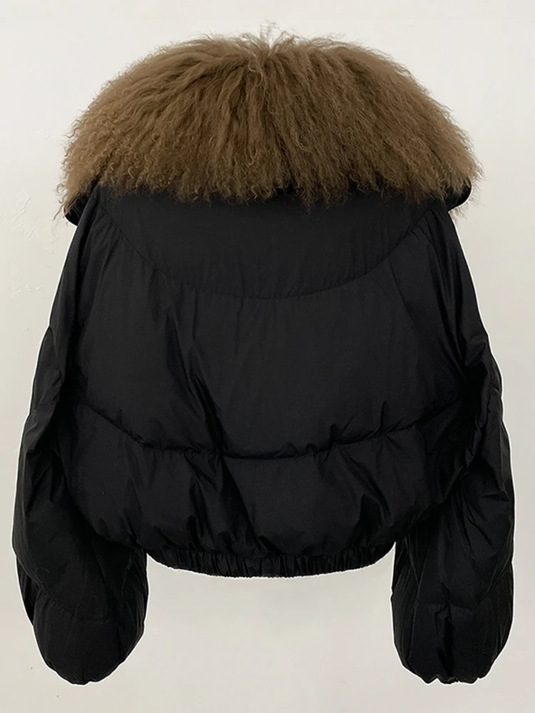 OFTBUY Fahsion Short Long Slevee Puffer Jacket New Winter Clothing Women Real Mongolia Sheep Fur Coat Real Fur Goose Down Parkas