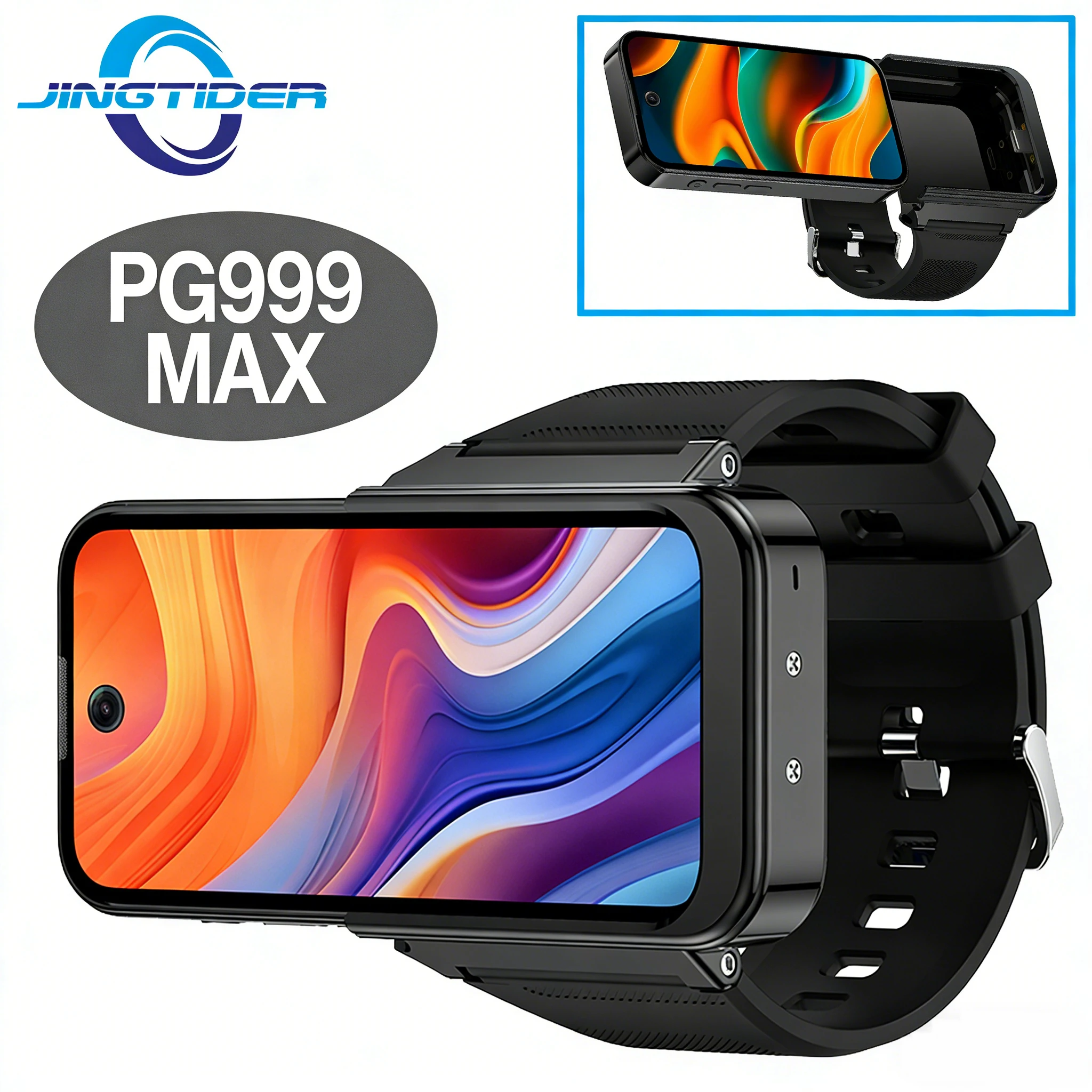 Смарт-часы PG999 Max Android 12 4G с функцией телефона, MT6762 Octa Core, 3.97-дюймовый HD-экран, съемный дисплей, Dual Sim, Dual Standby, WIFI, GPS