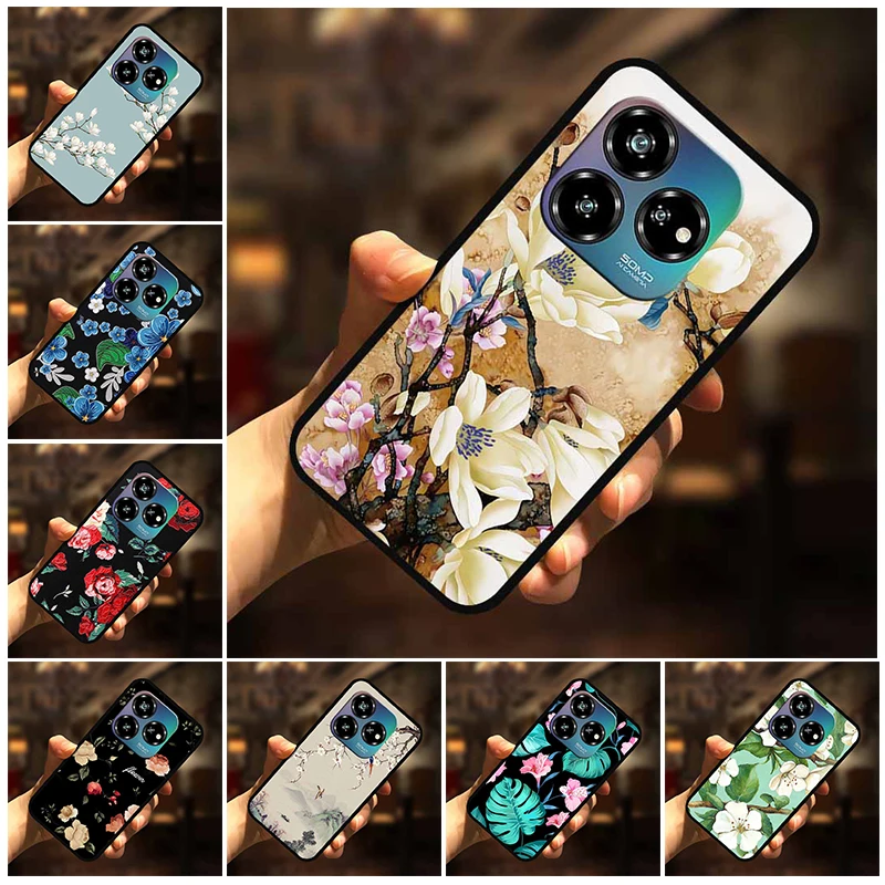 Funda de Silicona con Relieve 3D de Flores para ZTE Nubia V60 Design, Protector Trasero de TPU para Teléfono ZTE Nubia V60 Design