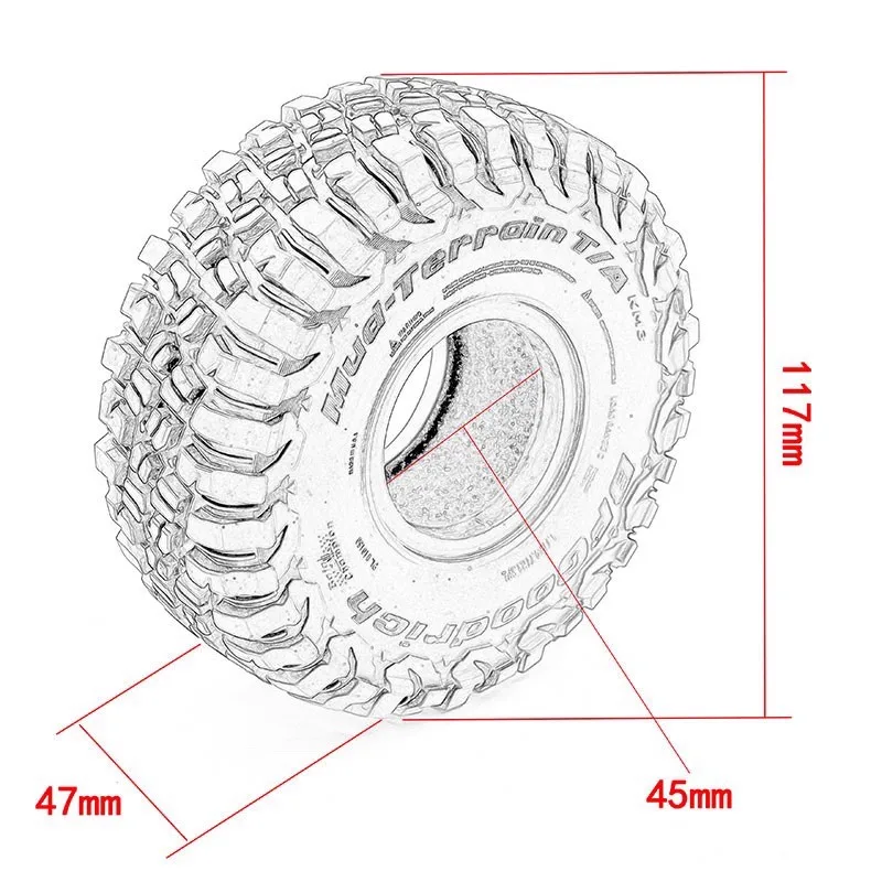 RC Auto 1.9 Pollici 117 millimetri Pneumatico di Gomma Rock Crawler Pneumatico Per RC Auto TRX4 TRX6 SCX10 D90 TK300 CC01 YIKONG 4102 4103 4082