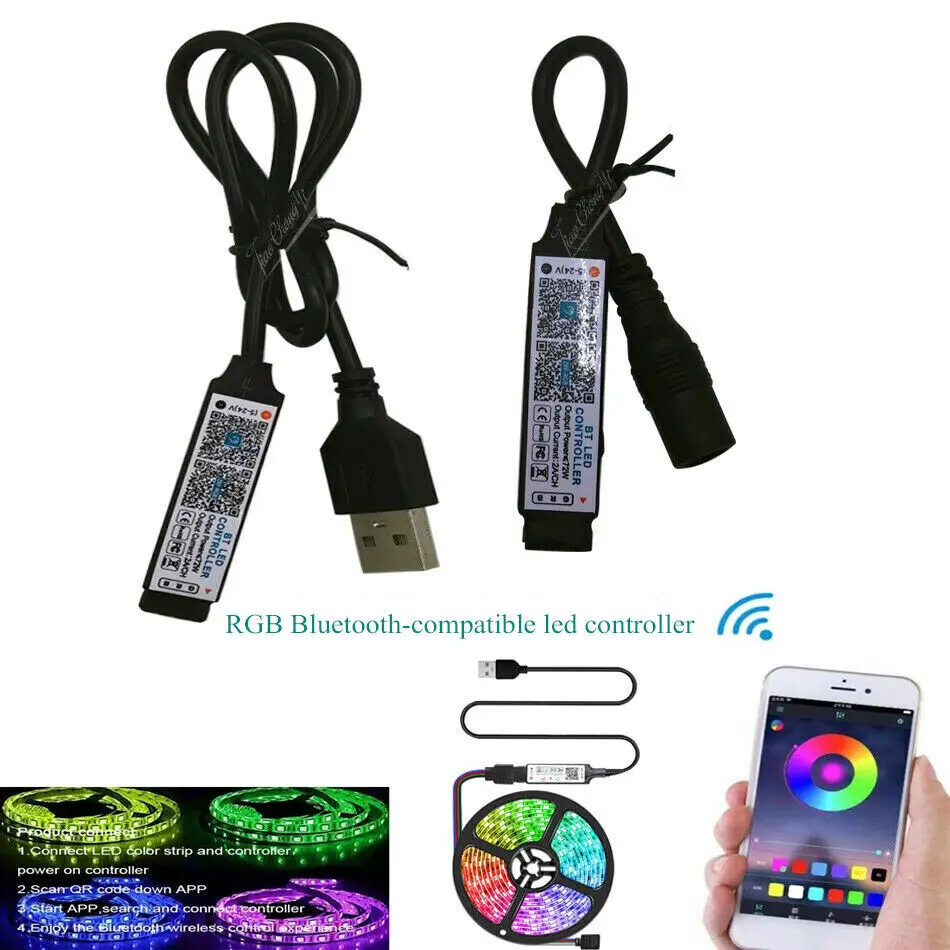 DC5-24V Usb/Dc Mini Bluetooth-Compatibele Smartphone App Controller Draadloze Controle Voor 5050 3528 Rgb Led Strip licht