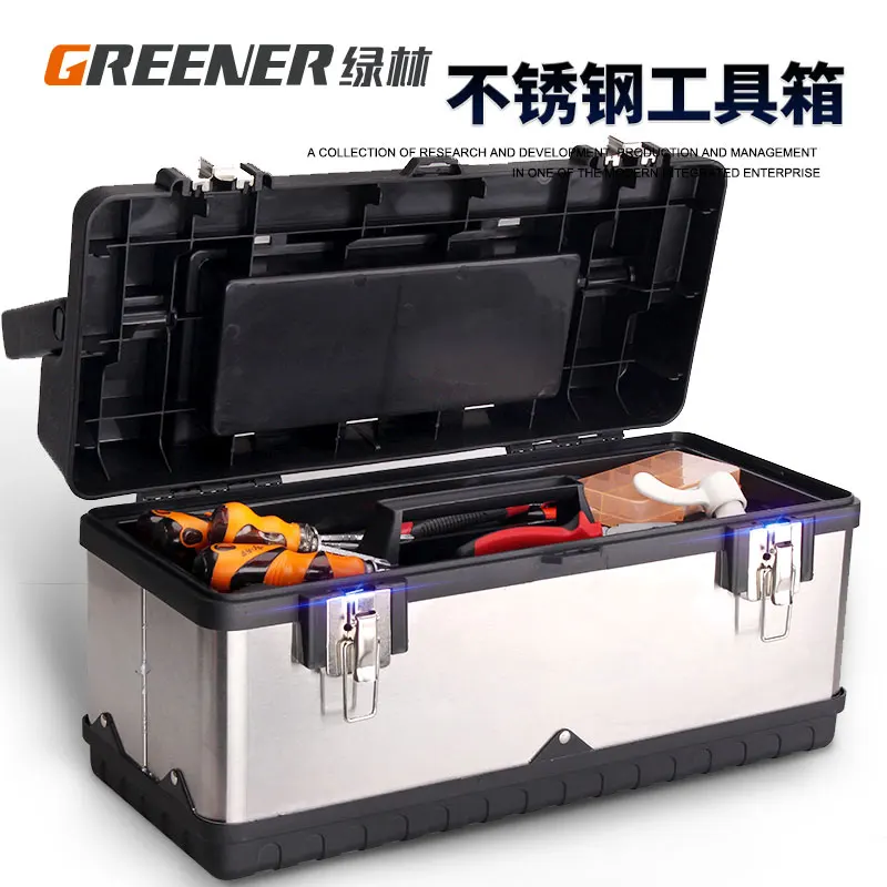 

XK Electrician Multi-Functional Iron Toolbox Large Art Stainless Steel Hardware Tools