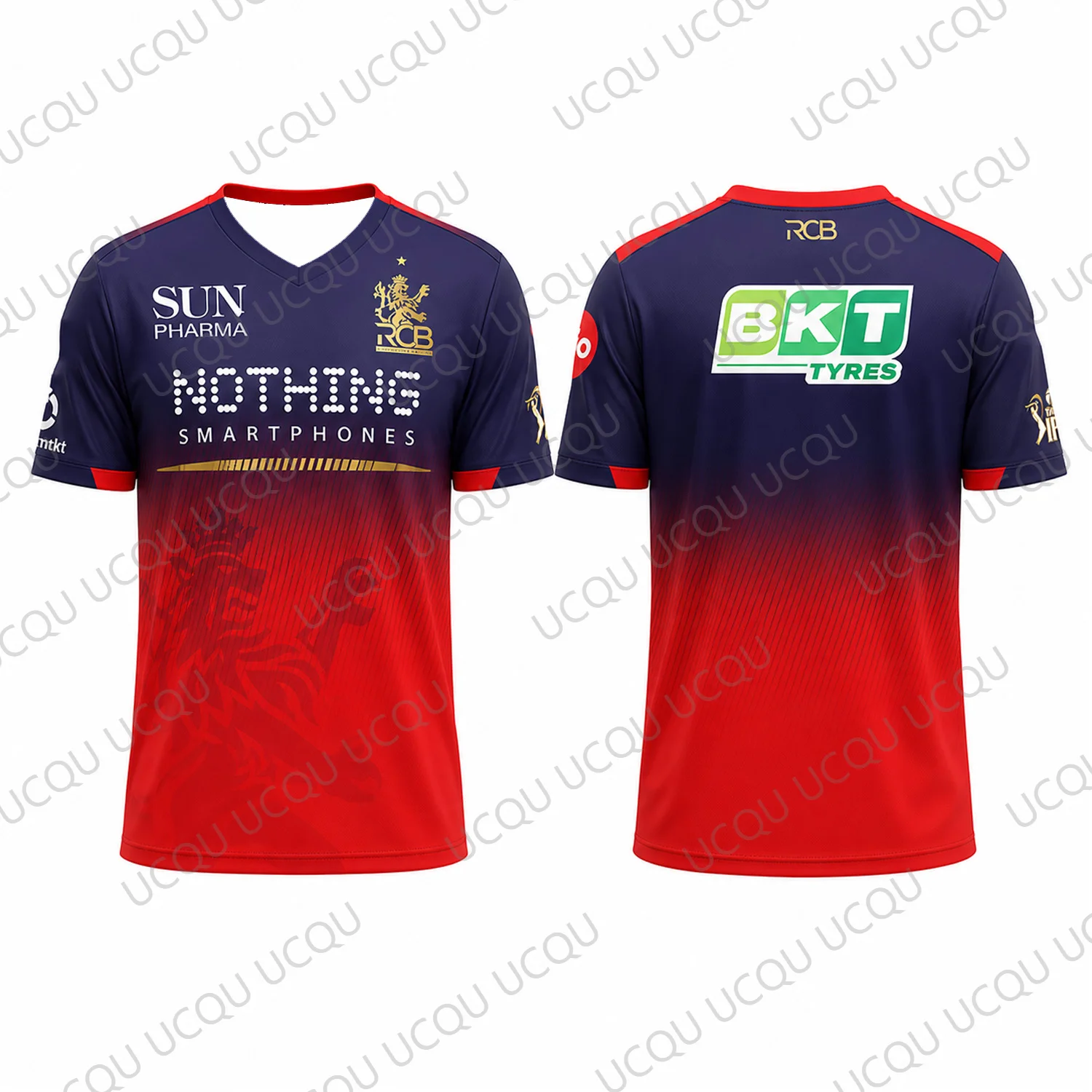 Camiseta de Cricket Royal Challengers Bengaluru 2026, Roja y Azul Marino, Cuello en V, Manga Corta, Secado Rápido, para Adultos y Niños