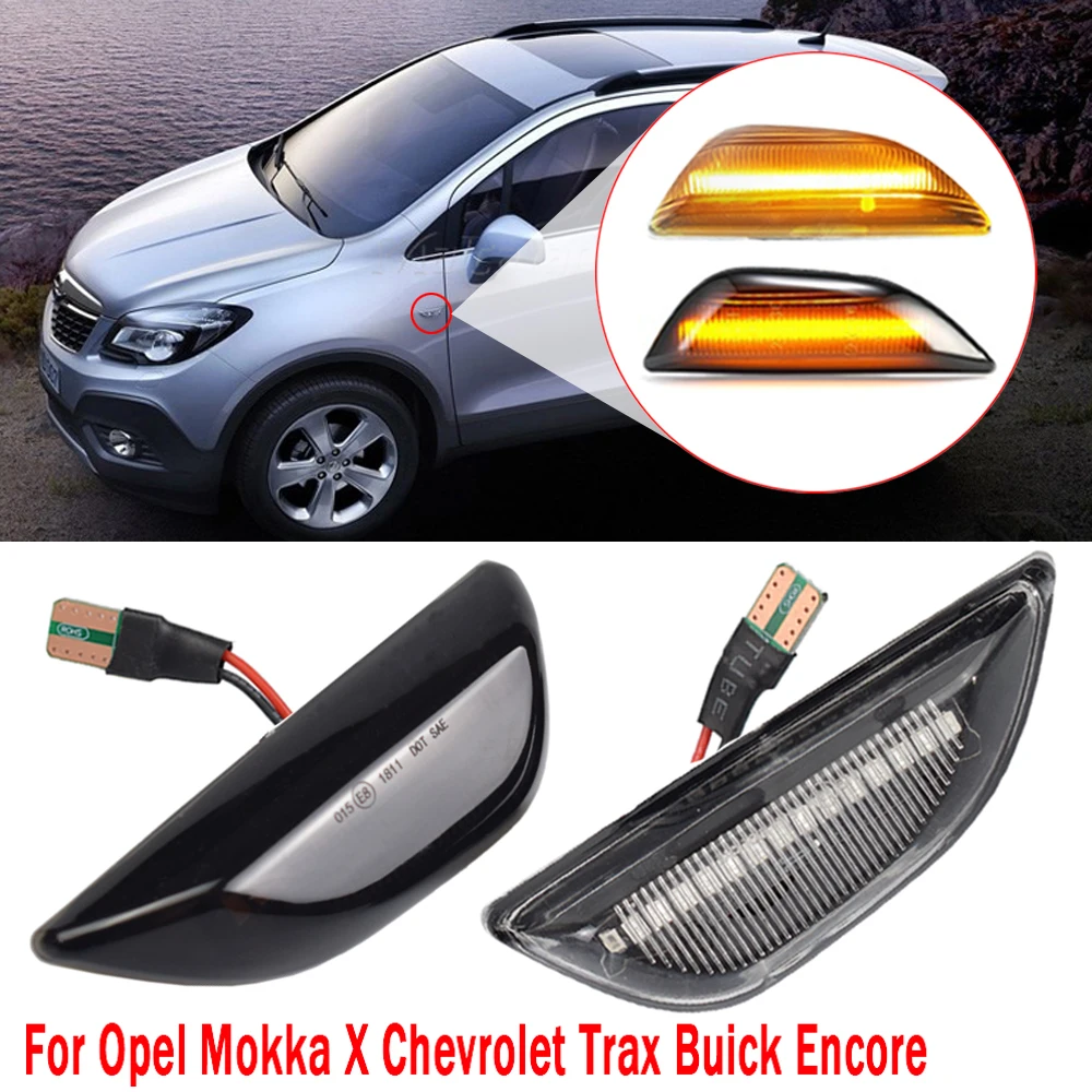 Sequential Flashing LED Turn Signal Side Marker Light Dynamic Blinker For Opel Mokka X Chevrolet Trax Buick Encore 2013-2020