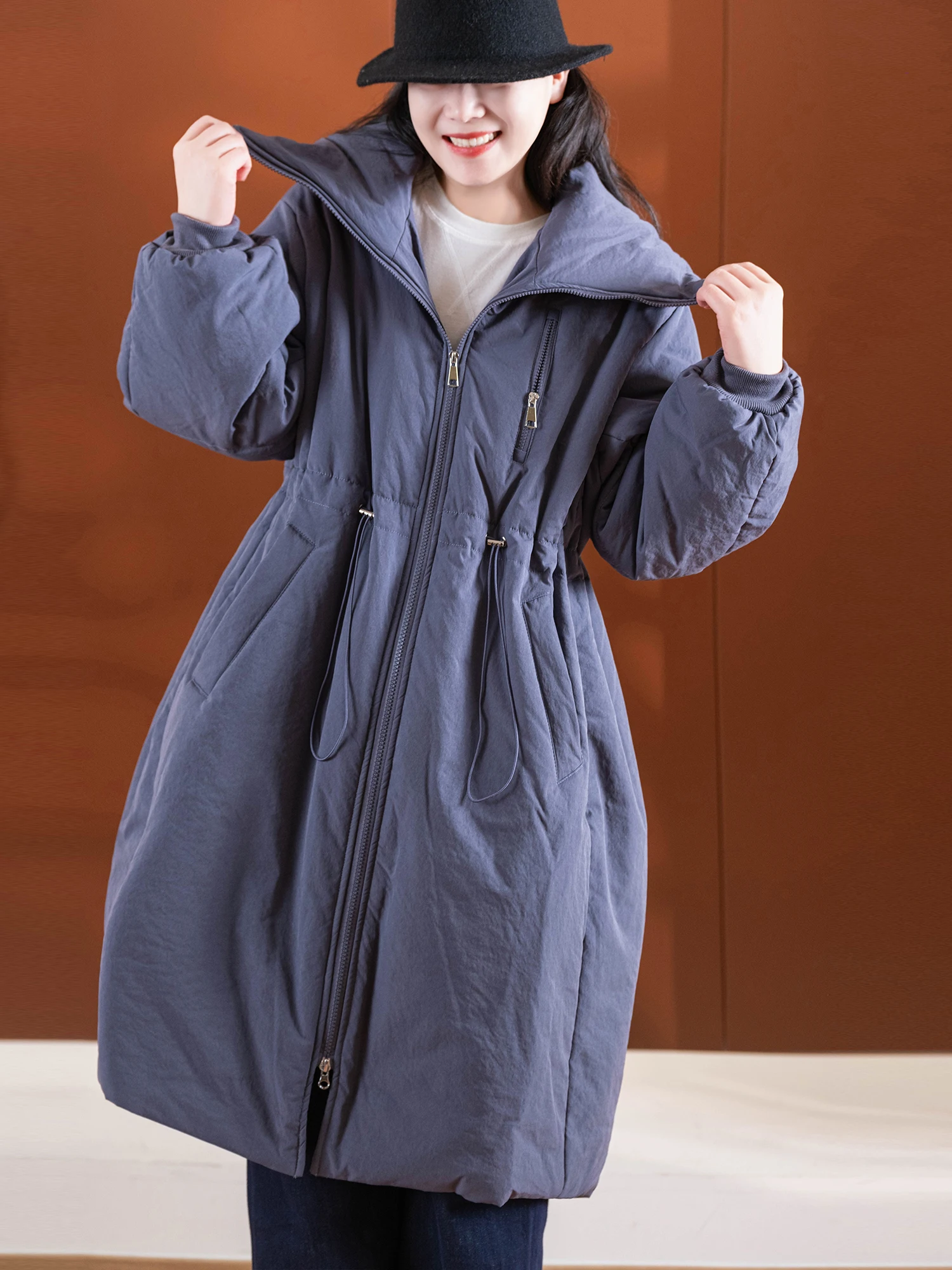 

Утепленное стеганое пальто Northeaster Big Quilted для женщин, хлопковое, с полным покрытием, теплое, с длинными рукавами, средней длины, на молнии