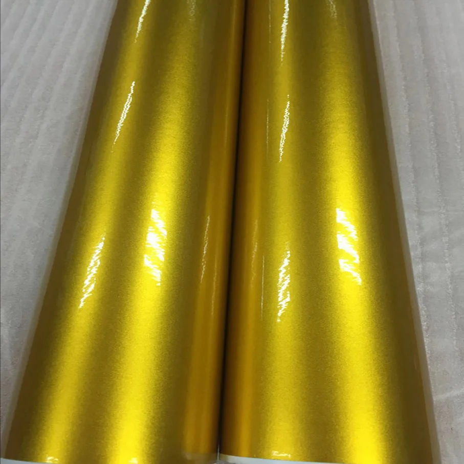 Premium quality 10/20/30/40/50/60X152CM/Lot Gold Metallic Pearl Glossy Wrap Sticker for car wraps Glossy Candy Gold Vinyl Film