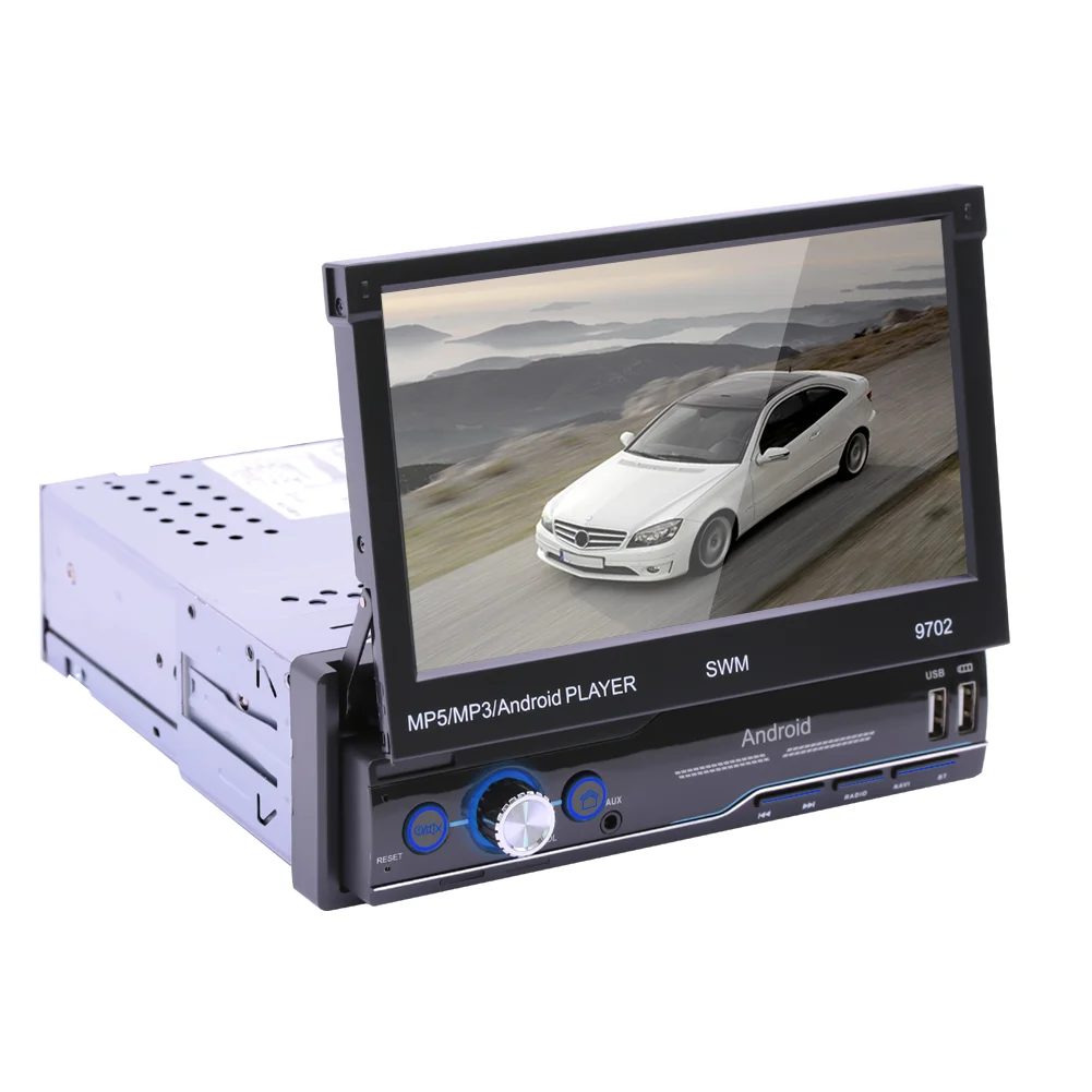 android 1din 7 inch car DVD GPS player retractable panel touch screen 7inch car radio video with BT wifi mp5