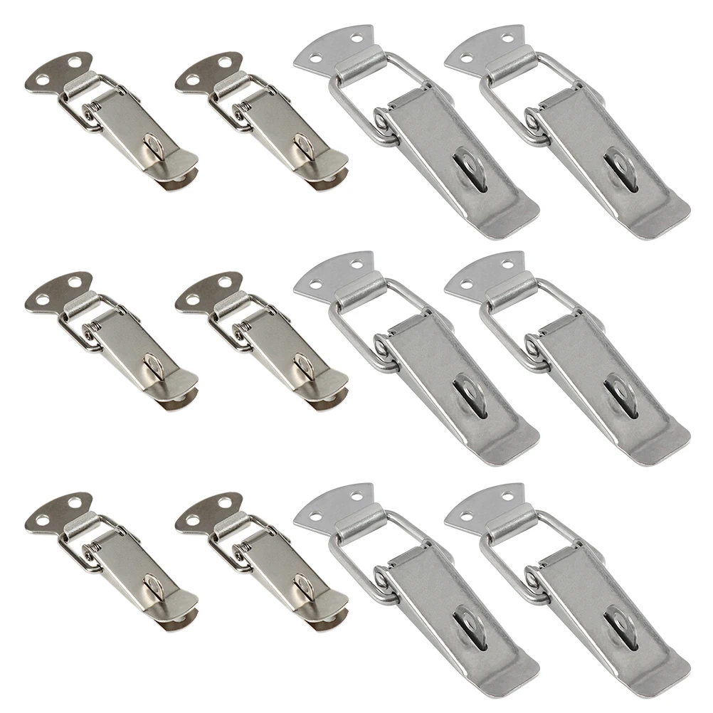 

12pcs Iron Spring Lock Buckle Hasp Latch For Toolboxes Cabinet Wooden Case Durable Sturdy Secure Polishing Easy Install