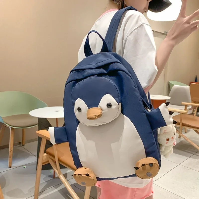 Women\'s Backpack Large Female Rucksack Backpacks for School Teenagers Girls 2024 Cute Cartoon Penguin Student Korean Bagpack