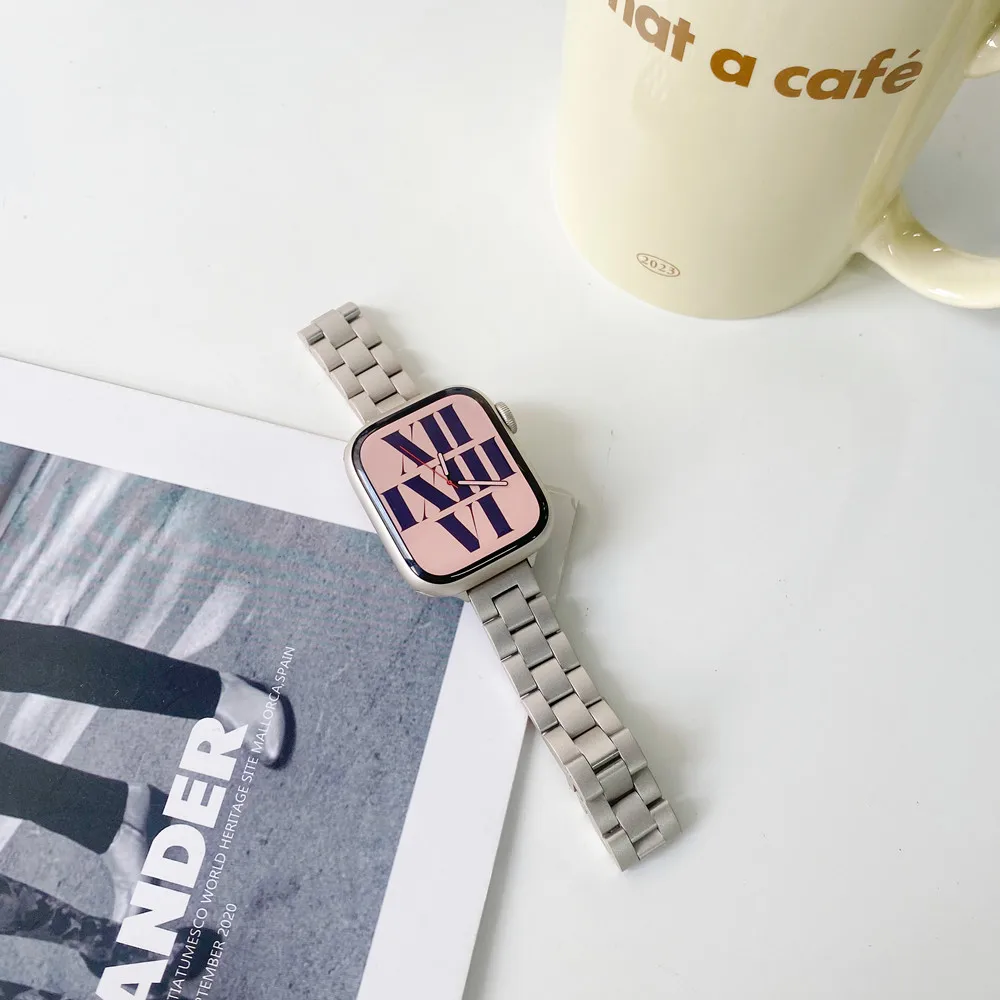 خفيفة الوزن 49 مللي متر المعادن حزام ل سوار ساعة يد آبل SE 8 7 6 5 41/40/44 مللي متر ل iWatch الفولاذ المقاوم للصدأ ضئيلة رابط 42/38/45 مللي متر 4 3 2 1