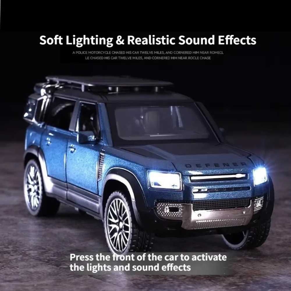 Land Rover Defender 110 Offroadader-Druckgussmodellauto im Maßstab 1:32 – zu öffnende Türen und Rückzugsfunktion |   Perfektes Spielzeug für Jungen