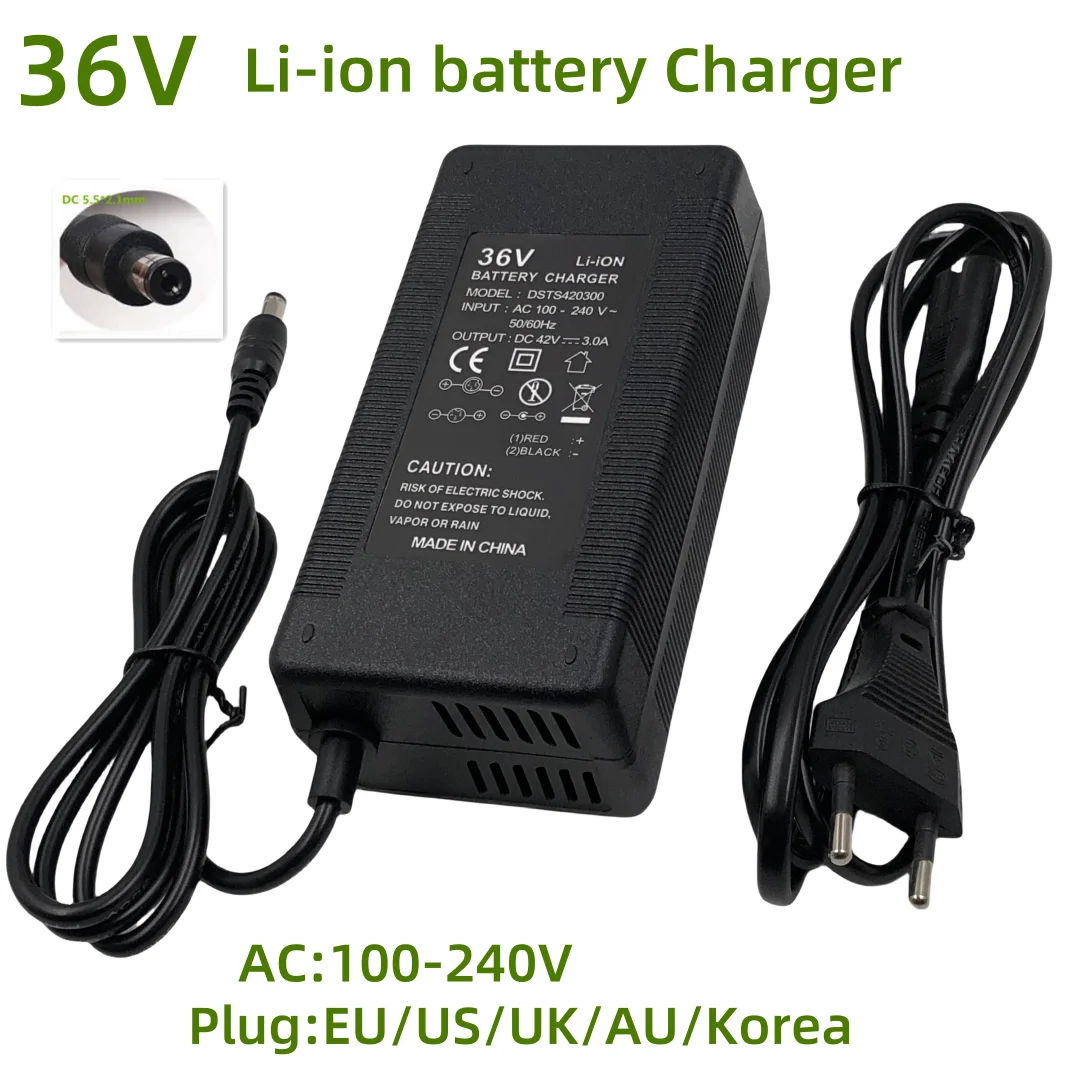 36V 37V Li-ion Battery Charger 3A Output 42V3A Charger for 36V DC5.5 Connector Lithium Battery  Fast charger with Cooling fan