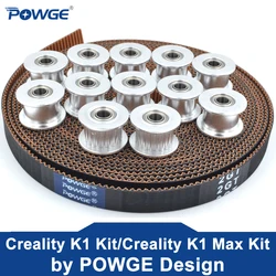 POWGE Silver Creality K1/K1 Max Kit of 2GT-7.7 RF Open Timing belt 20 Teeth 2GT Idler Pulley Bore 4mm by omranello D3vil Design