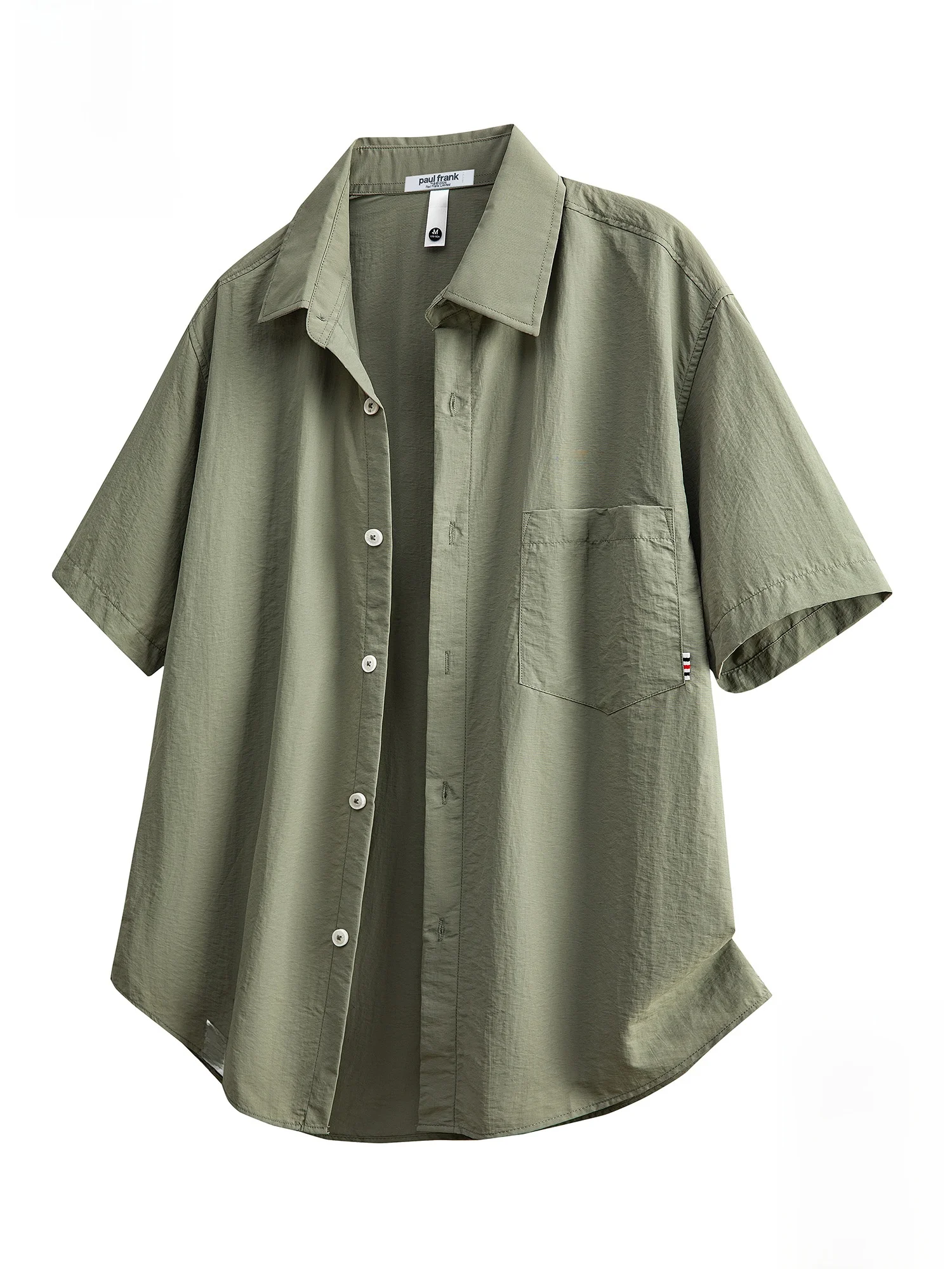

PaulFrank Ice Silk ort Sve Casual irt Men's Summer Thin Loose Sle Faion Brand Monkey Mouth Large Collarl irt