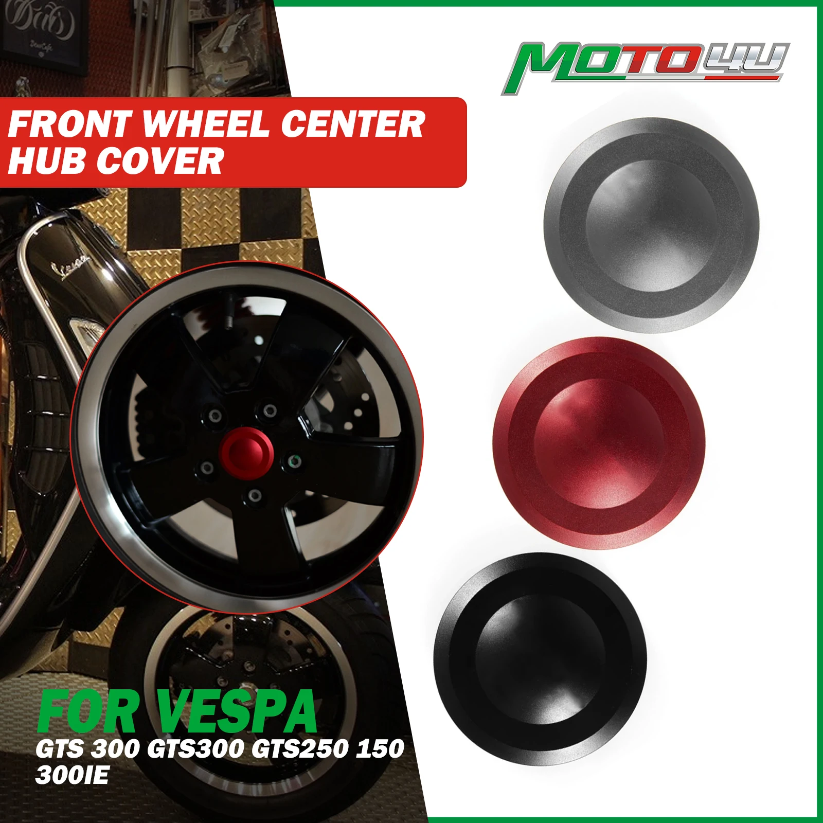 Para vespa gts 300 gts300 gts250 150 300ie scooter roda dianteira centro hub capa proteção calotas decoração de alumínio 1pc
