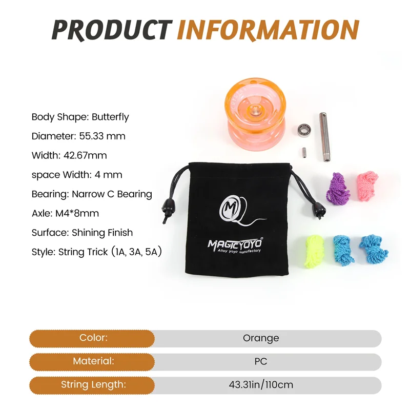 AEE2-MAGICYOYO K2 Plus Crystal Responsive Yoyo,Dual Purpose Yo-Yo With Replacement Unresponsive Bearing For Intermediate
