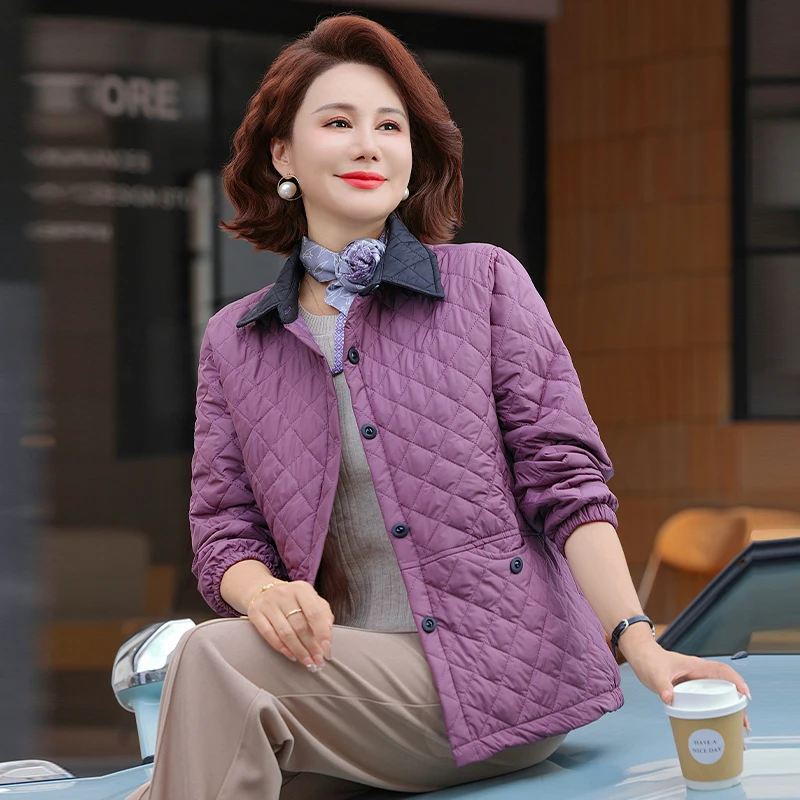 

Women's Down Cotton Parkas Wool Lapel Coat Versatile Fashion Short Overcoat Female Leisure Pure Colour Jacket