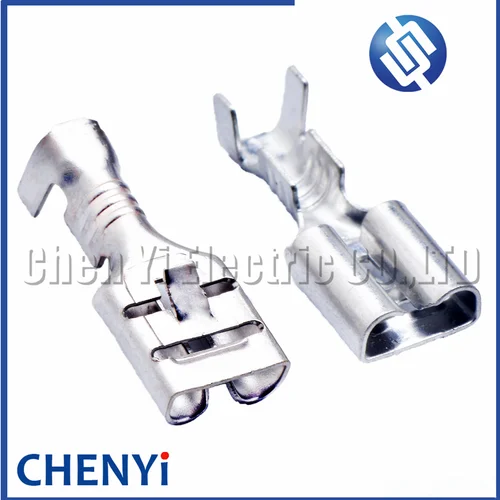 Imagen 1 del producto 50 terminales de latón estañado serie 6.3 para cable automotriz, conectores de fusibles, pines sueltos para crimpado, terminales hembra