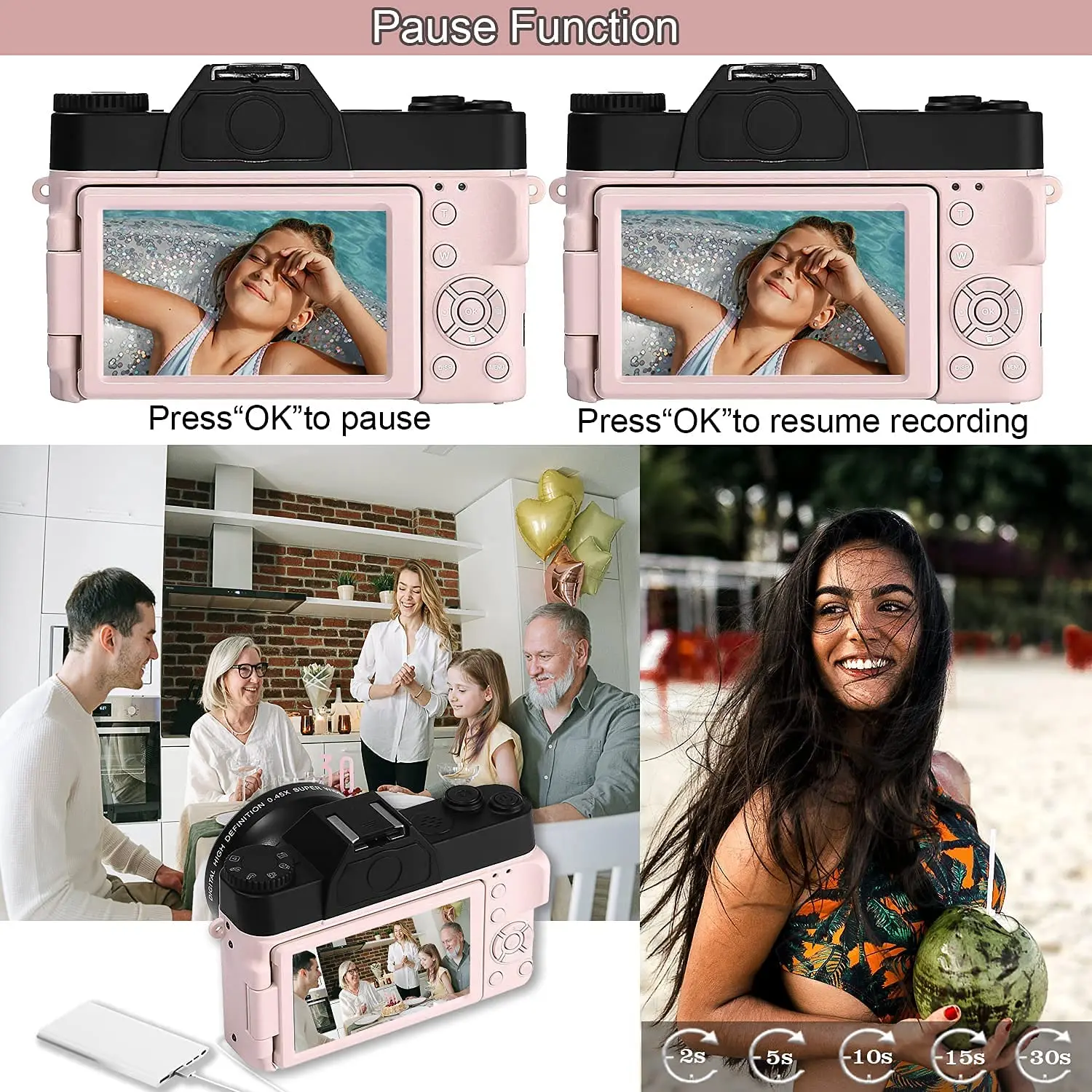 China Professional 4K 48MP Digital Zoom 1080P Photo Digital Cameras With 3.0 Inch IPS Screen