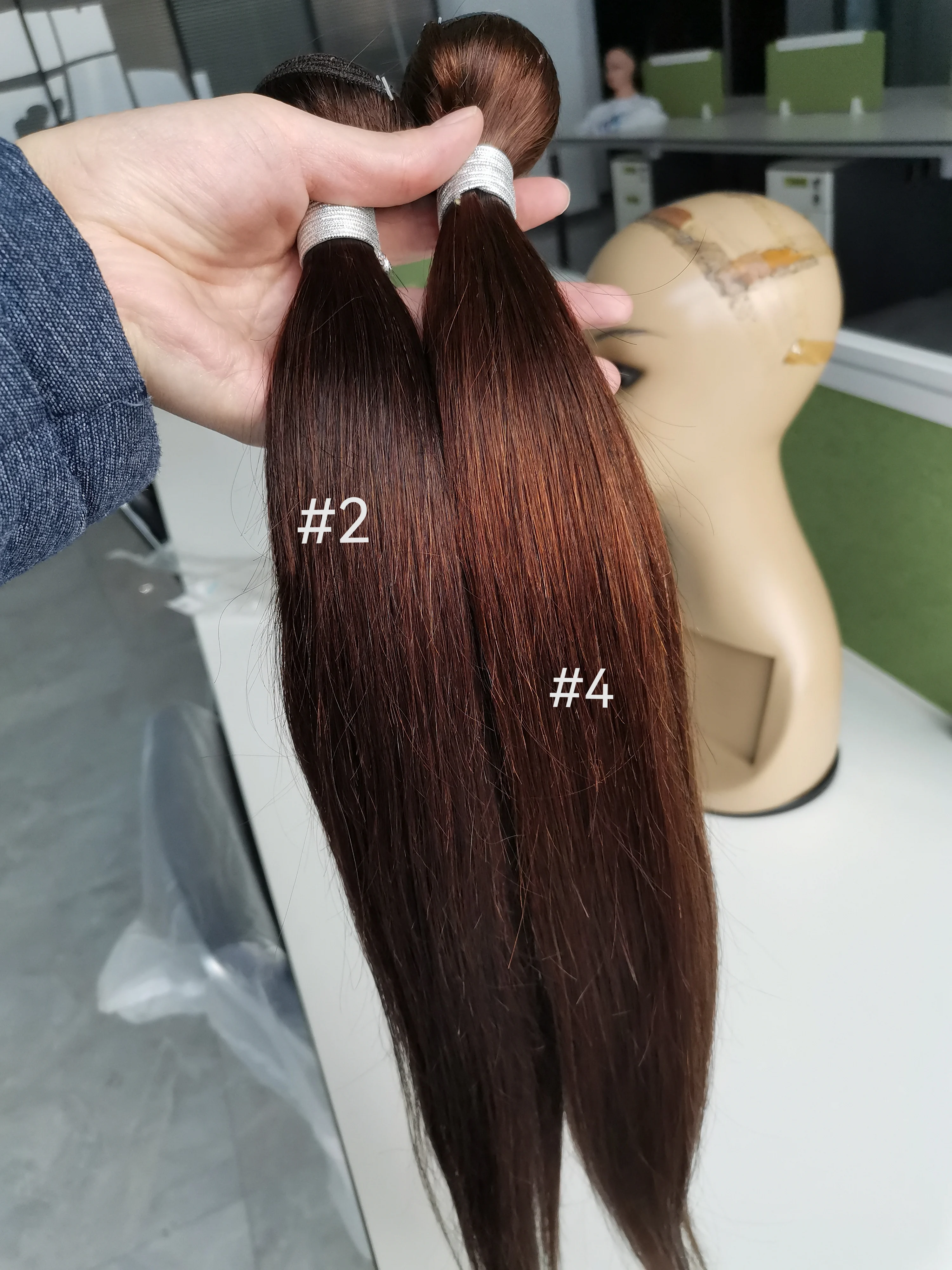 Gemlong Hair Color #4 Dark Brown 4 Bundles Remy Indian Human Hair Extension Straight 400g/Lot Chocolate Brown Thick Ends Wefts