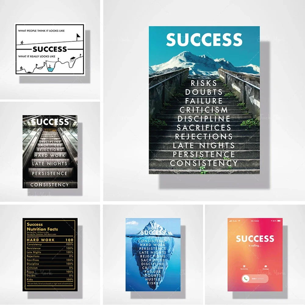 Success Escalator Canvas, Motivational Canvas, Quote Wall Art, Inspirational Print, Office, Home Decor, Various Sizes