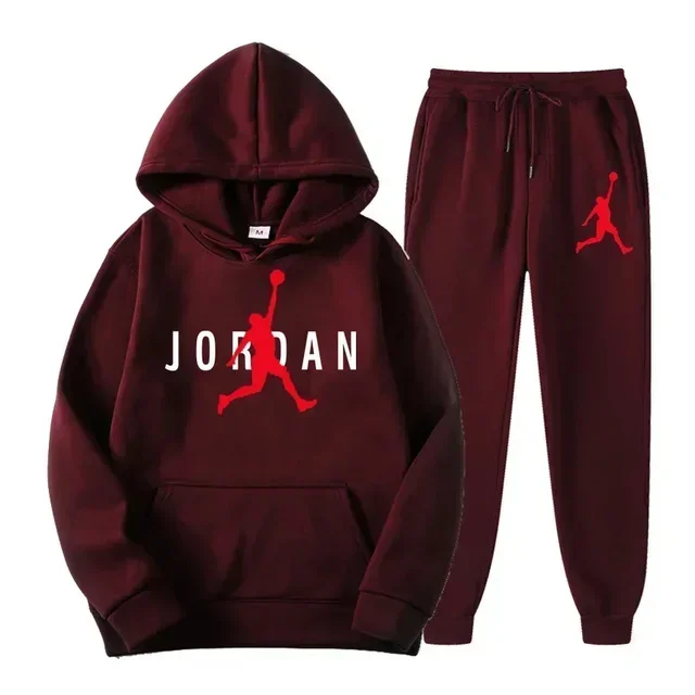 

Fashionable men's hooded sweatshirt + pants 2-piece set, Spring and Autumn 2026 new outdoor men's and women's casual suit