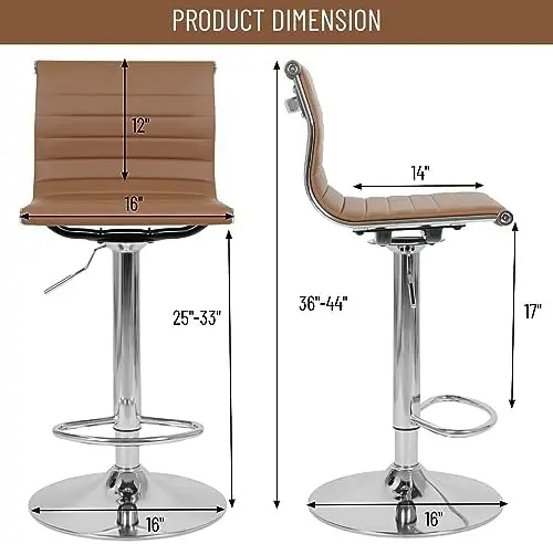 Swivel  Stools Set of 2, Counter Height  Stools with Back Support, Leather  Stools with Adjustable Height.  Stools for Kitchen I