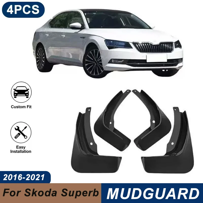 4PCS Car Mud Flaps For Skoda Superb 2016-2021 Waterproof Anti-Splash Fender Mudguards Auto Exterior Accessories