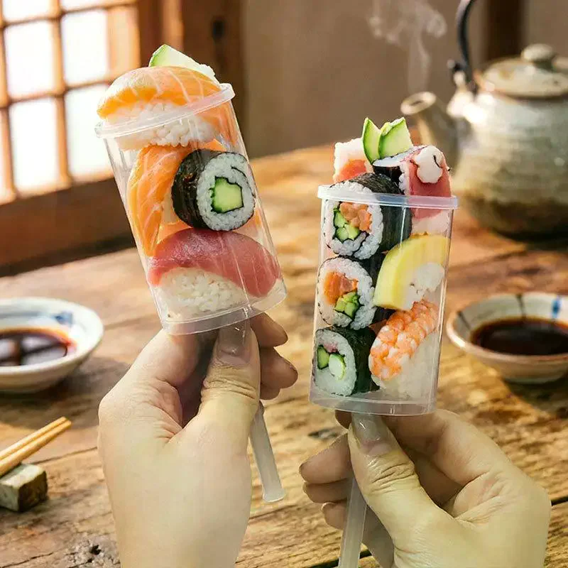 10/20Pcs Disposable Sushi Push Box Empty Food Grade Sushi Mold Push Up Bucket Package Box Cylinder Shaped Push Cake Pops Box