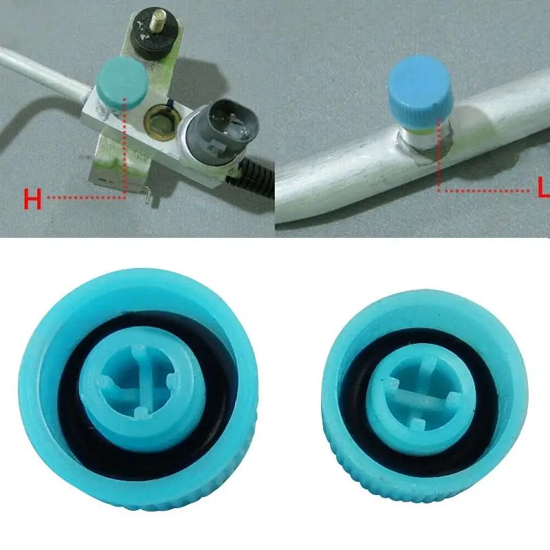 

2 шт. синие колпачки клапанов системы переменного тока высокого и низкого давления, инструмент для обслуживания кондиционера R134a R12