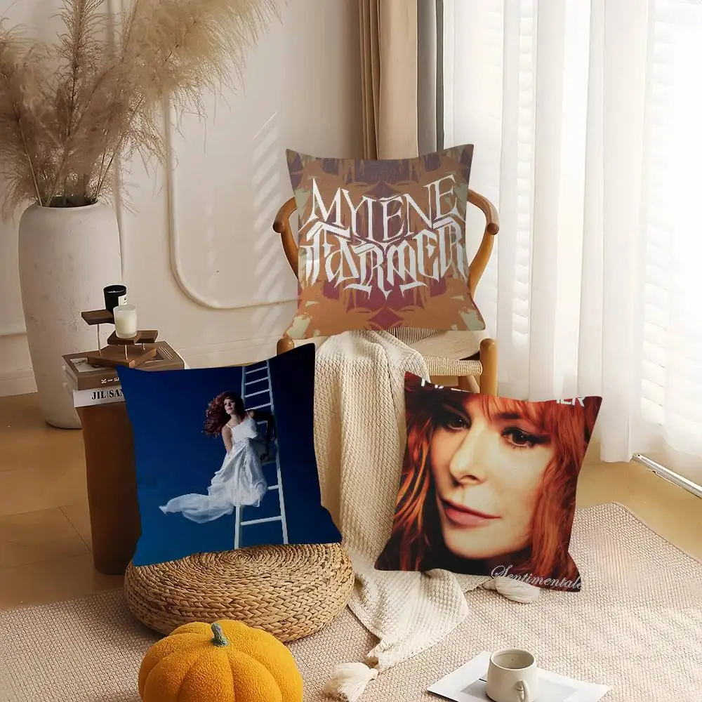 Singer M-Mylene Farmer Double-sided Printed pillow cover Short plush Suitable living rooms bedrooms sofas throw cushion cover