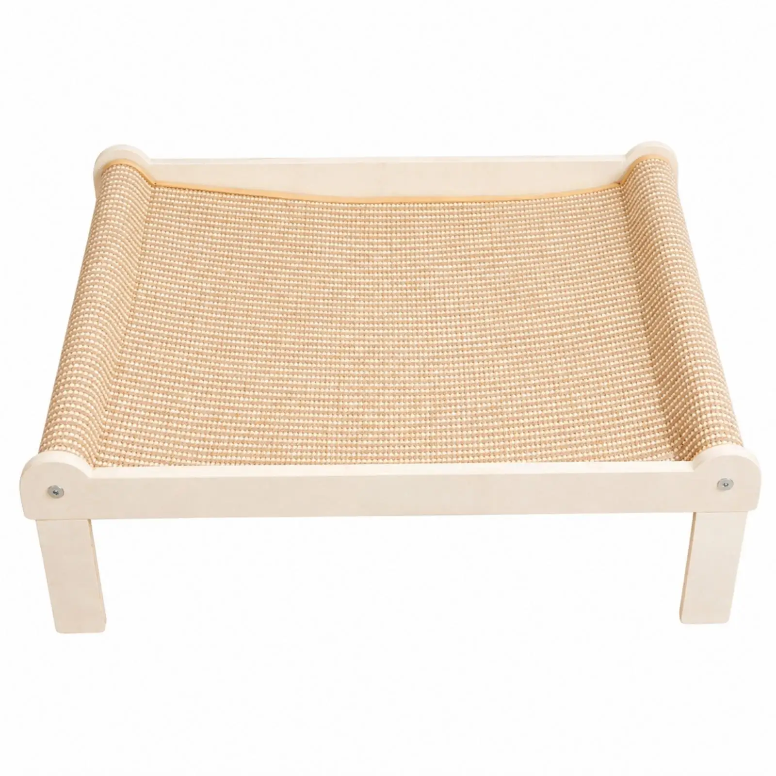 Elevated Cat Lounger with Scratching Surface Robot Vacuum Friendly Raised Cat Scratching Board with Side Rails for Living Room,
