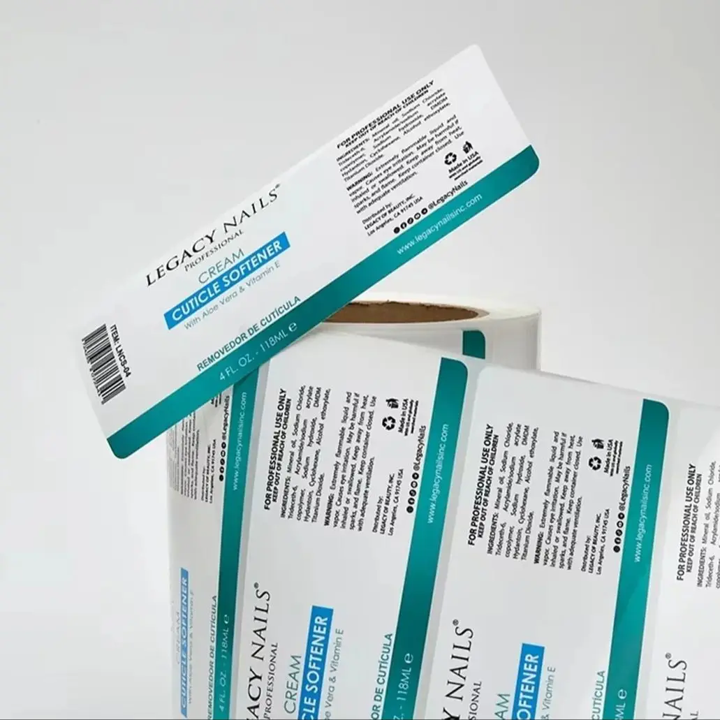 1000pcs Custom Waterproof Vinyl Label Stickers｜Glossy Lamination Roll Labels for Nail Polish Bottle Packaging