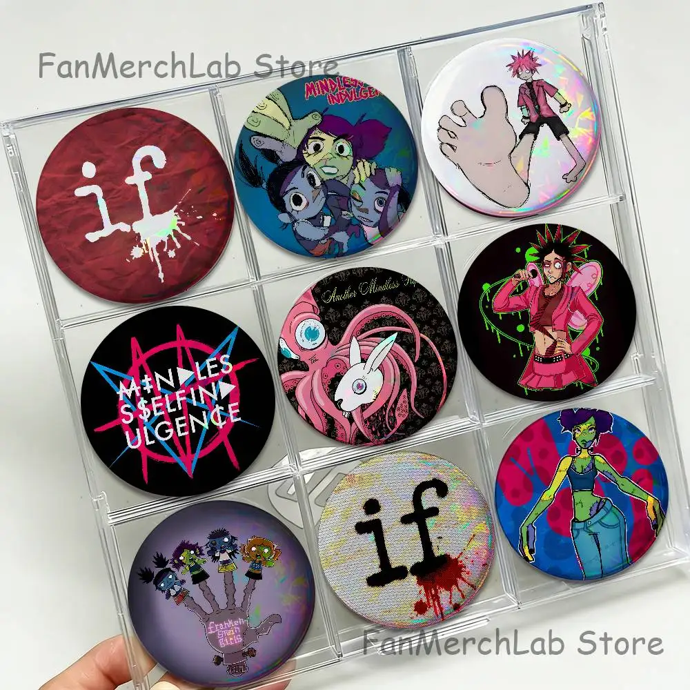 M-Mindless Band Self I-Indulgence Cartoon Anime Music Button Pin Brooch Jewelry Decoration Gift 22mm 32mm 44mm 58mm 75mm