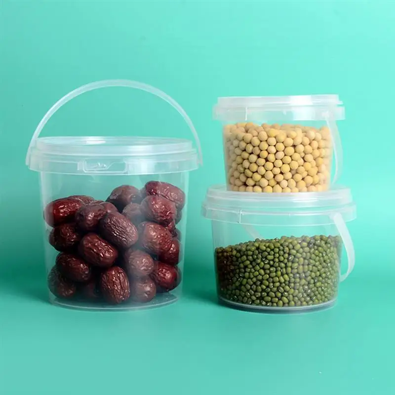 2 Pcs Toy Food Storage Bucket with Lid Plastic Container Barrel Portable Clear Pp Large Capacity Round Snack Containers