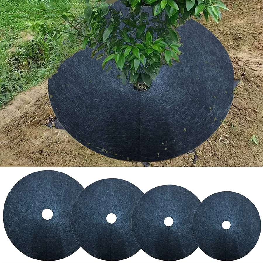 6 Sizes Non-Woven Tree Mulch Ring Weeding Barrier Thickened Protector Mat Plant Cover Anti Grass Gardening Fabric Weed Control