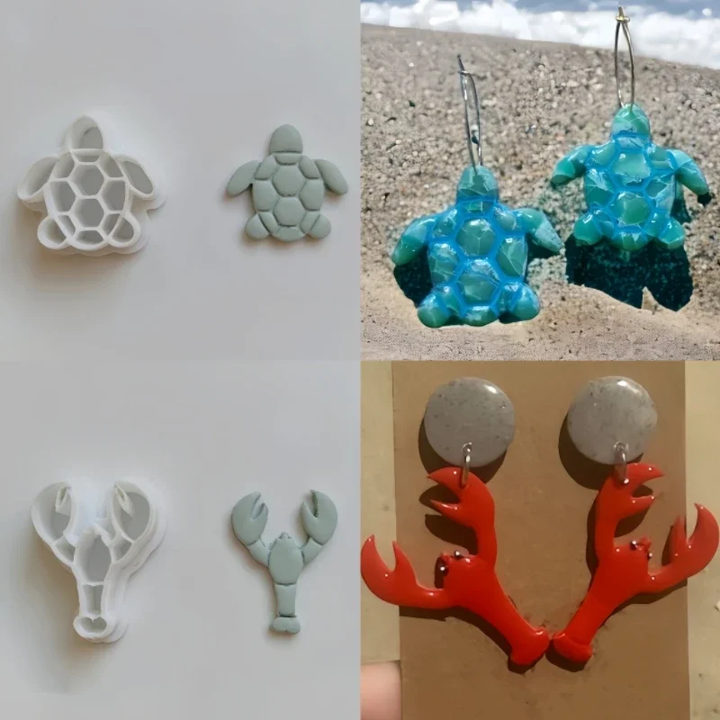 Summer Beach/ Shrimp/Turtle/Coral/Crab/Shell/Starfish/Conch Polymer Clay Cutter Clay  Earring Jewelry Molding Cutting Tool