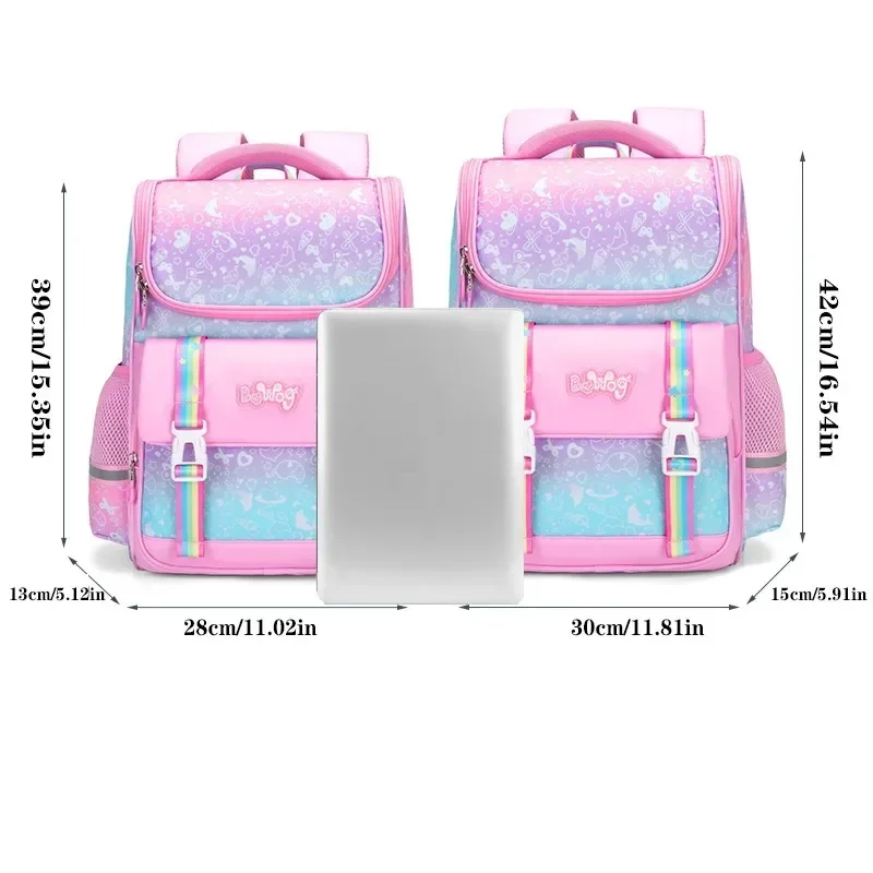 Cartable nœud papillon primaire avec pendentif lapin pour filles, sac à dos orthopédique pour enfants, sac d\'école étanche Kawaii, sac à dos de