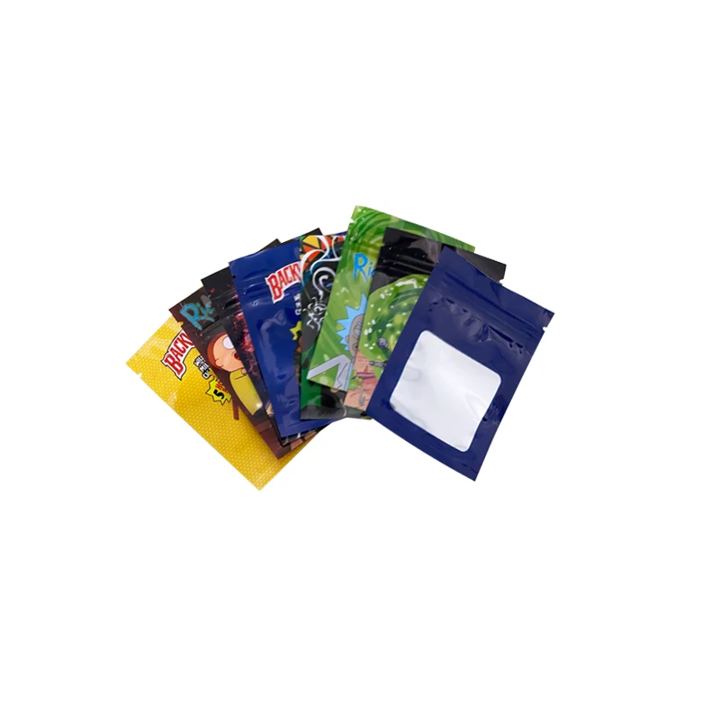 7x10cm Cartoon Geurbestendige Voedsel Opbergzakken Venster Pouch Aluminium Zakjes Mylar Zakken Hersluitbare Waterdichte Plastic Ritssluitingszak
