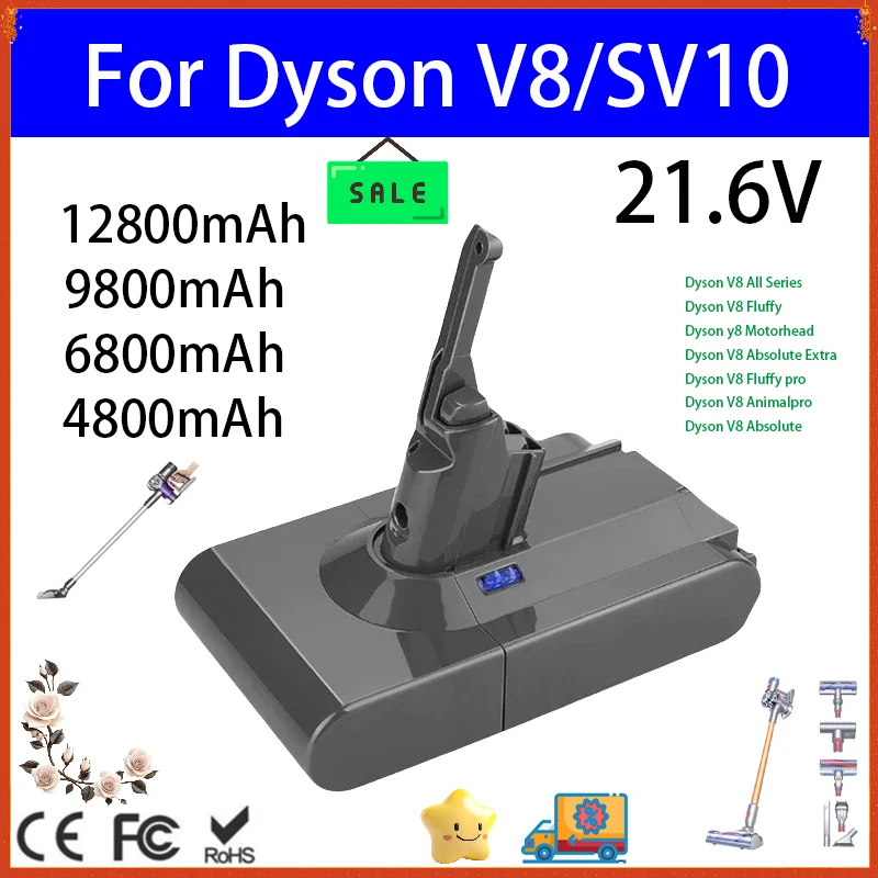 Для Dyson 21,6 В V8 SV10 6800 мАч 12800 мАч аккумуляторная батарея, абсолютный беспроводной вакуумный ручной пылесос Dyson V8 аккумулятор