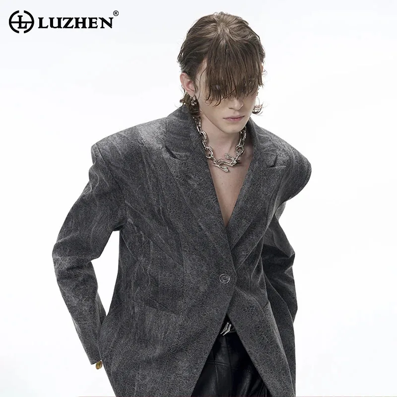 

LUZHEN Temperament Jacket Elegant 2025 Casual Blazer Spring Original Men's Fashion High Quality Shoulder Pad Design Coat JY5522