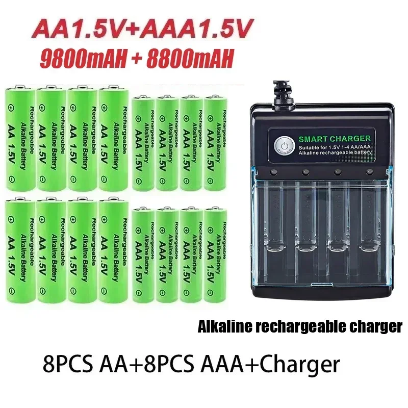 Original Rechargeable Battery 1.5V AA9800mAh+AAA8800mAh+Charger for Computer Clock Radio Video Game Digital Camera AA AAAbattery