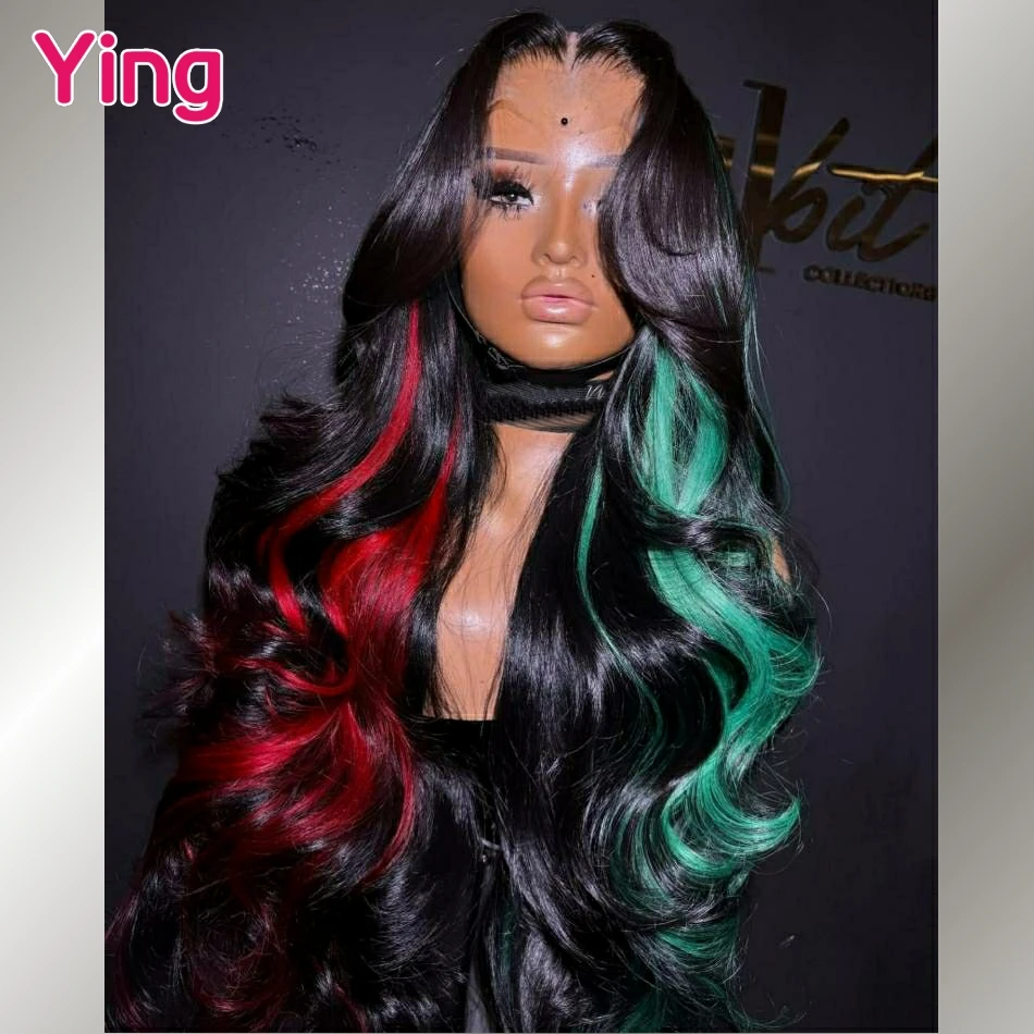 تسليط الضوء على أحمر أخضر اللون جاهز الذهاب الجسم موجة 13x6 الدانتيل الباروكات الأمامية شعر الإنسان 13x4 الدانتيل شعر مستعار أمامي قبل قطعها مع شعر الطفل #2