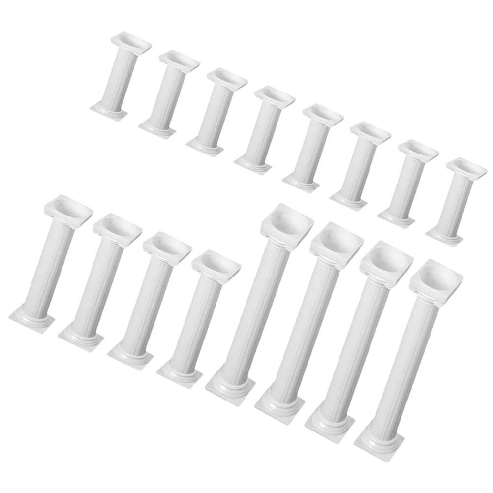 16 Pcs Candlestick Holders Cake Support Stand Tools Roman Column Set Stacking Kit Tier White Pillar for Tiered Cakes